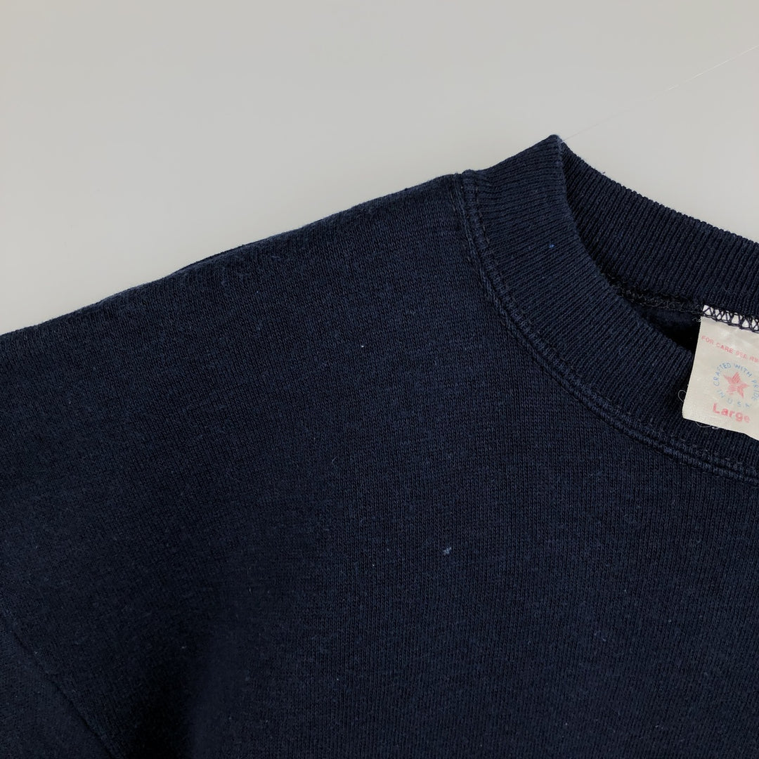 Two-tone printed sweatshirt, made in the USA, men's size L equivalent. acrylic navy blue type Vintage Second Hand