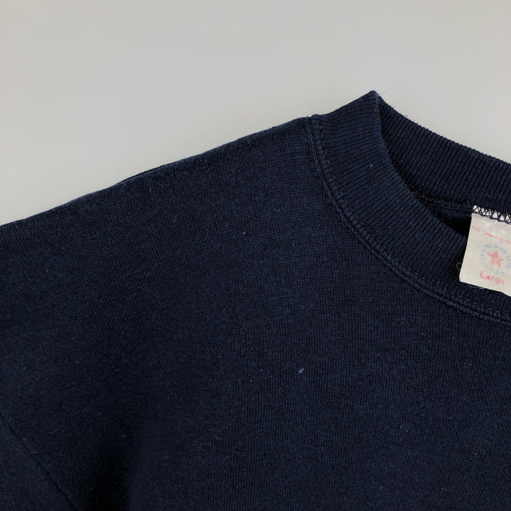 Two-tone printed sweatshirt, made in the USA, men's size L equivalent. acrylic navy blue type Vintage Second Hand