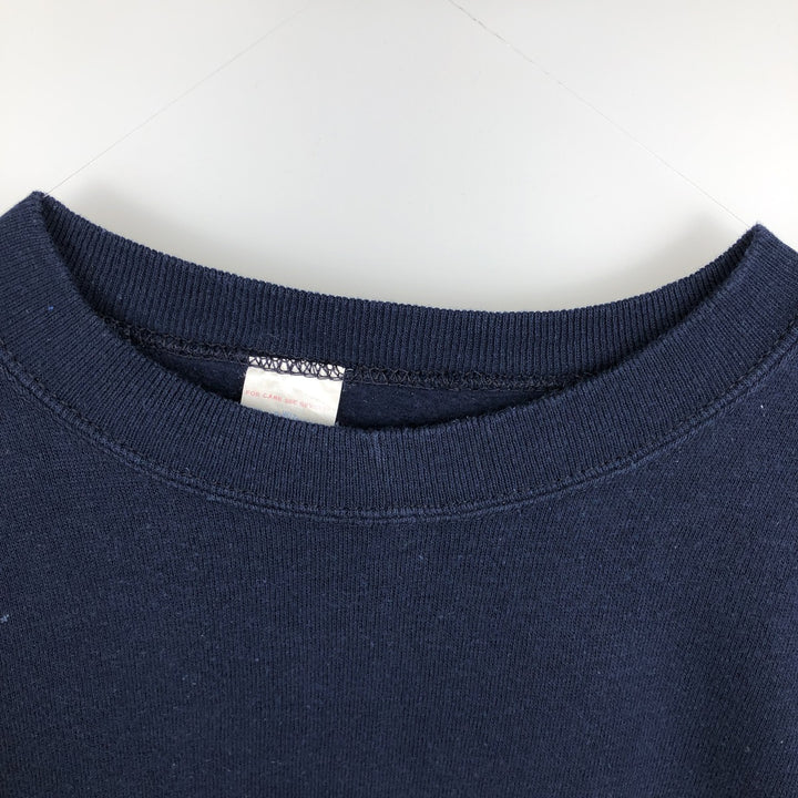 Two-tone printed sweatshirt, made in the USA, men's size L equivalent. acrylic navy blue type Vintage Second Hand