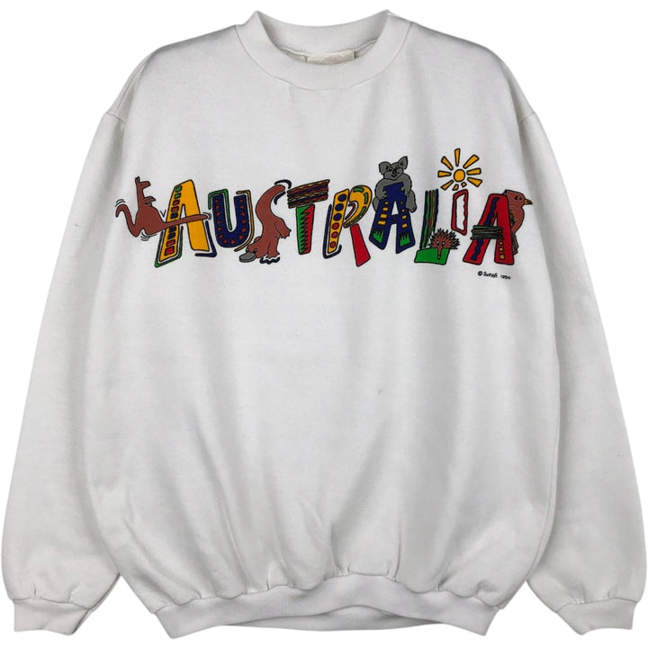 90'S Supreme Print Sweatshirt, Australian Made, Men's Size M (Equivalent), Vintage polyester white type Vintage Second Hand