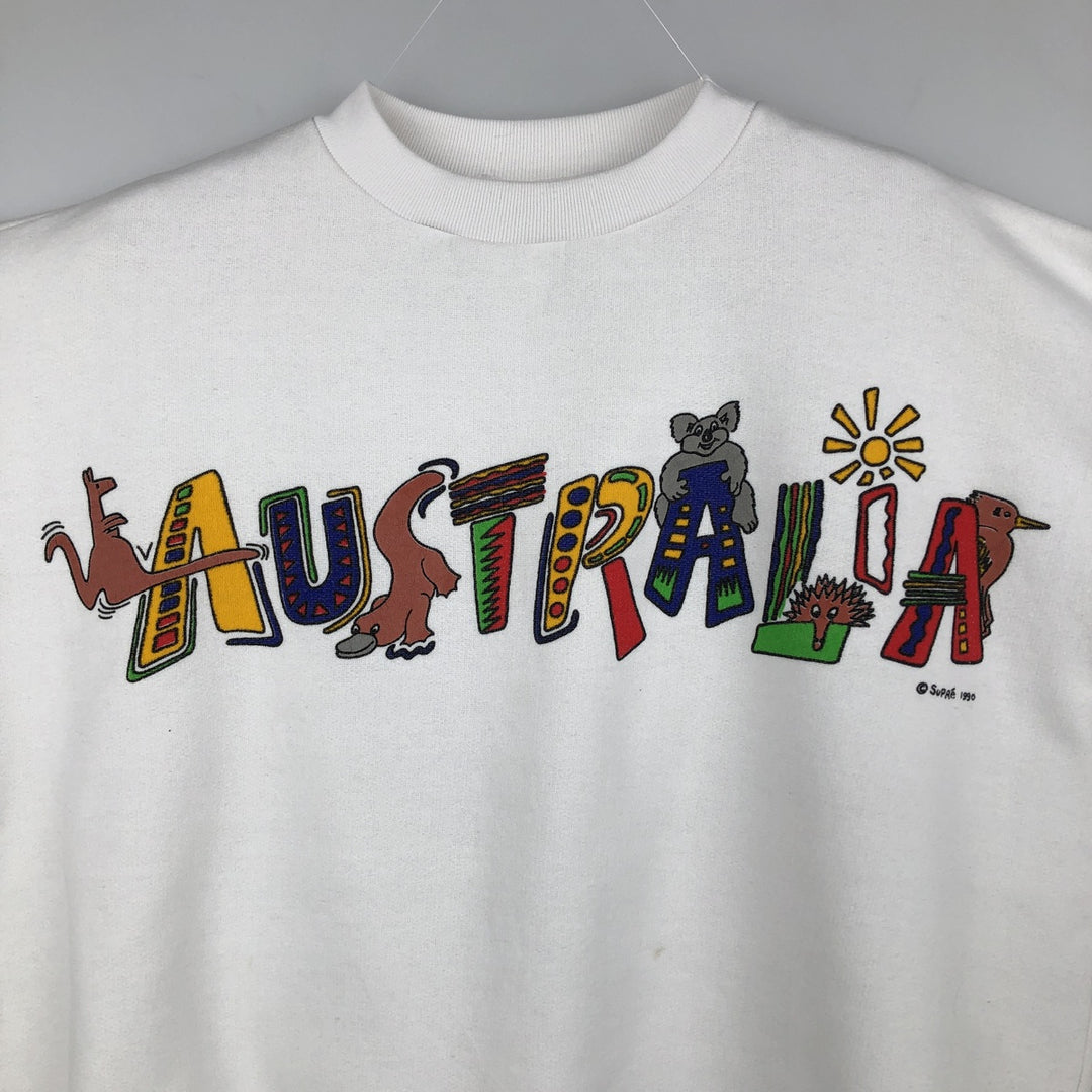 90'S Supreme Print Sweatshirt, Australian Made, Men's Size M (Equivalent), Vintage polyester white type Vintage Second Hand