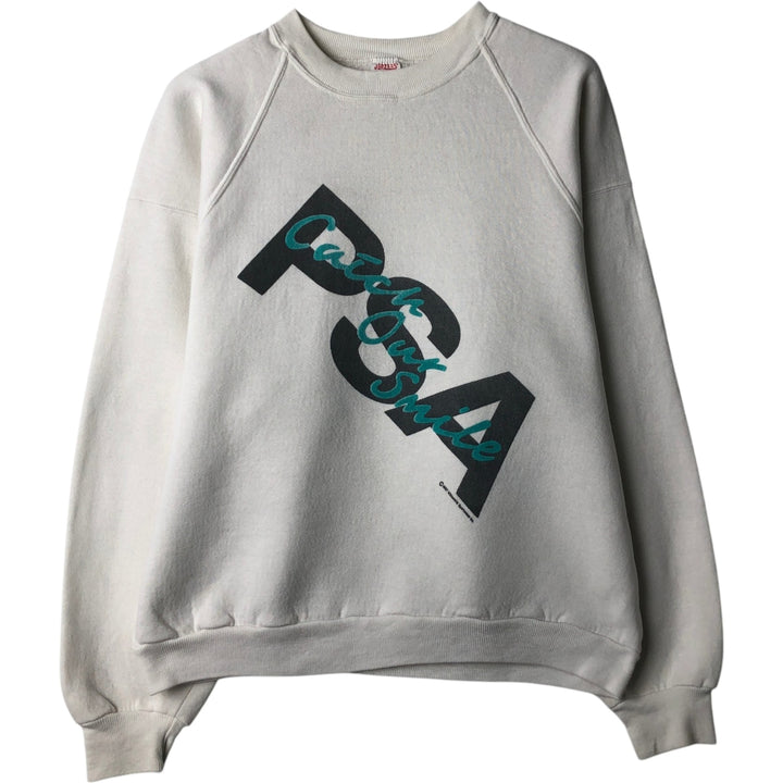 80'S JERSEYS BY RUSSELL Printed Sweatshirt, Made in USA, Men's Size L (Equivalent), Vintage polyester white type Vintage Second Hand