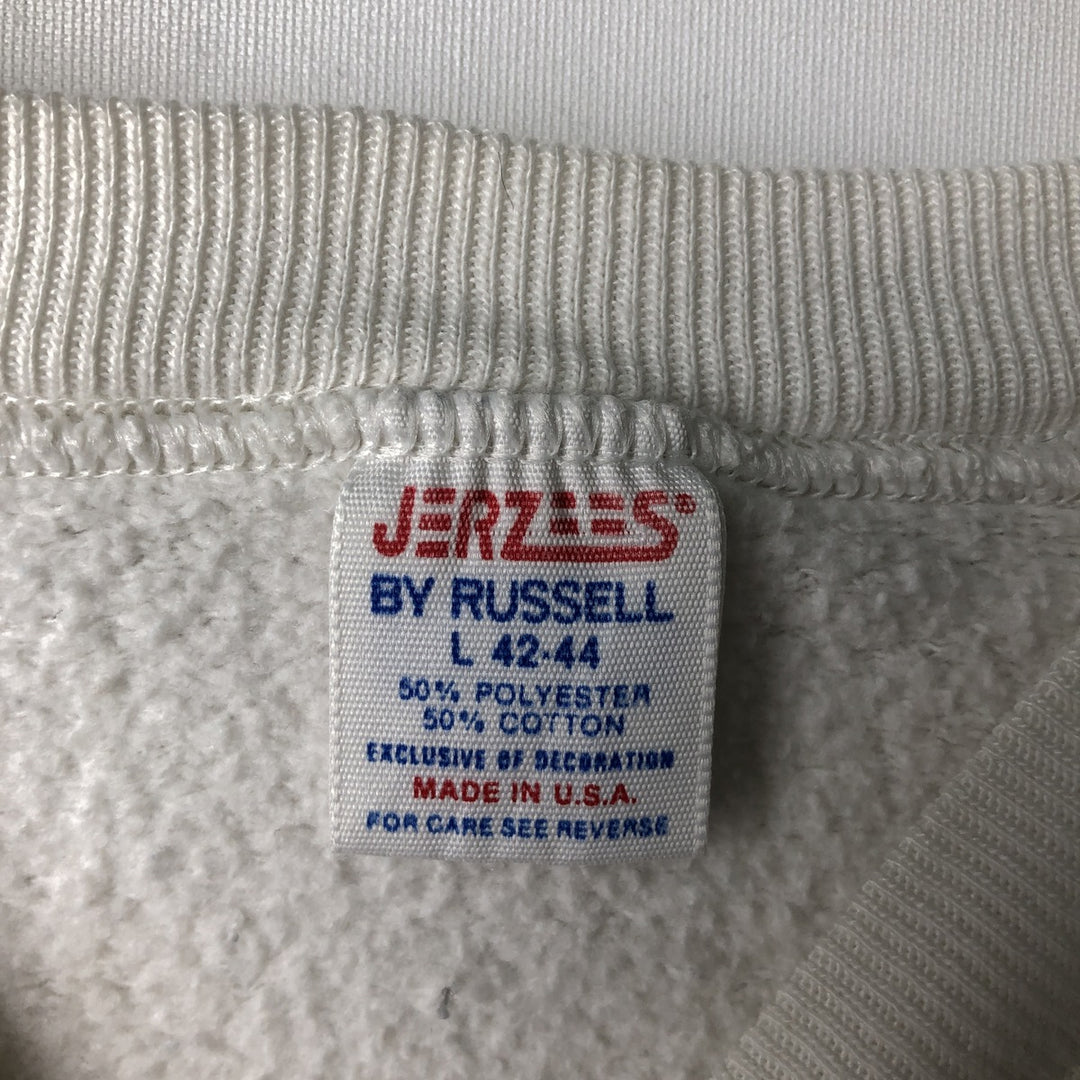 80'S JERSEYS BY RUSSELL Printed Sweatshirt, Made in USA, Men's Size L (Equivalent), Vintage polyester white type Vintage Second Hand