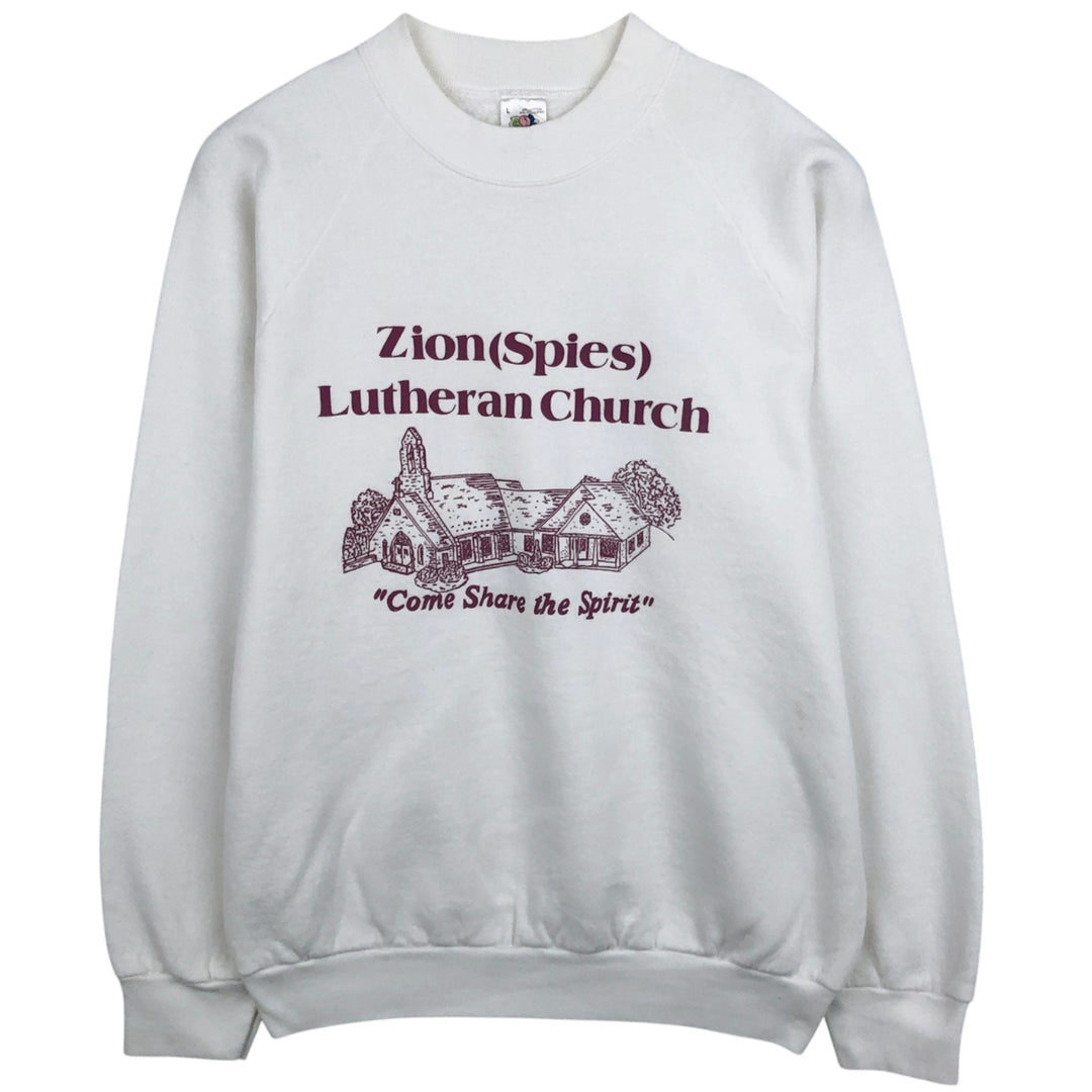 90'S Fruit of the Loom printed sweatshirt, made in the USA, men's size L, vintage cotton white type Vintage Second Hand