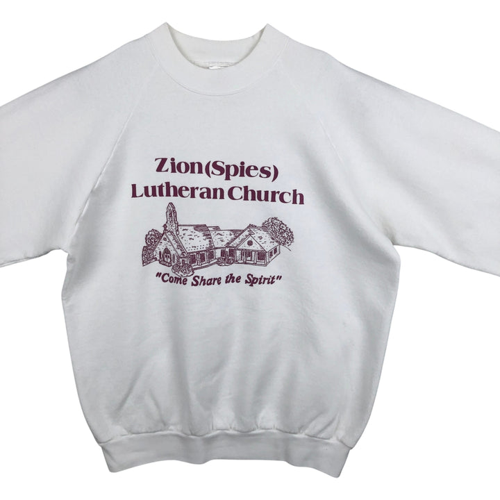 90'S Fruit of the Loom printed sweatshirt, made in the USA, men's size L, vintage cotton white type Vintage Second Hand