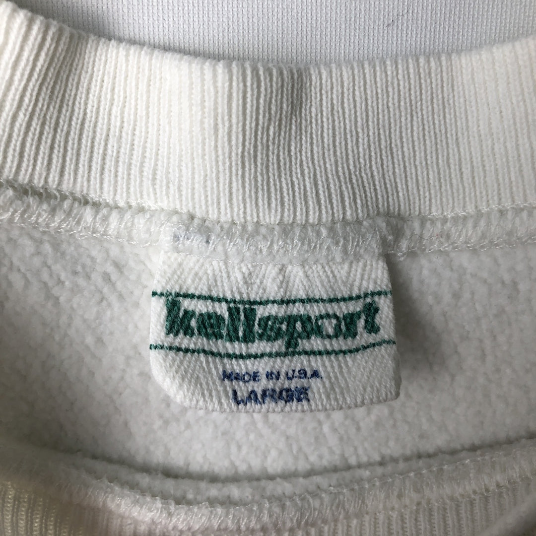 90'S Kellsport Printed Sweatshirt, Made in USA, Men's Size L (Equivalent), Vintage cotton white type Vintage Second Hand