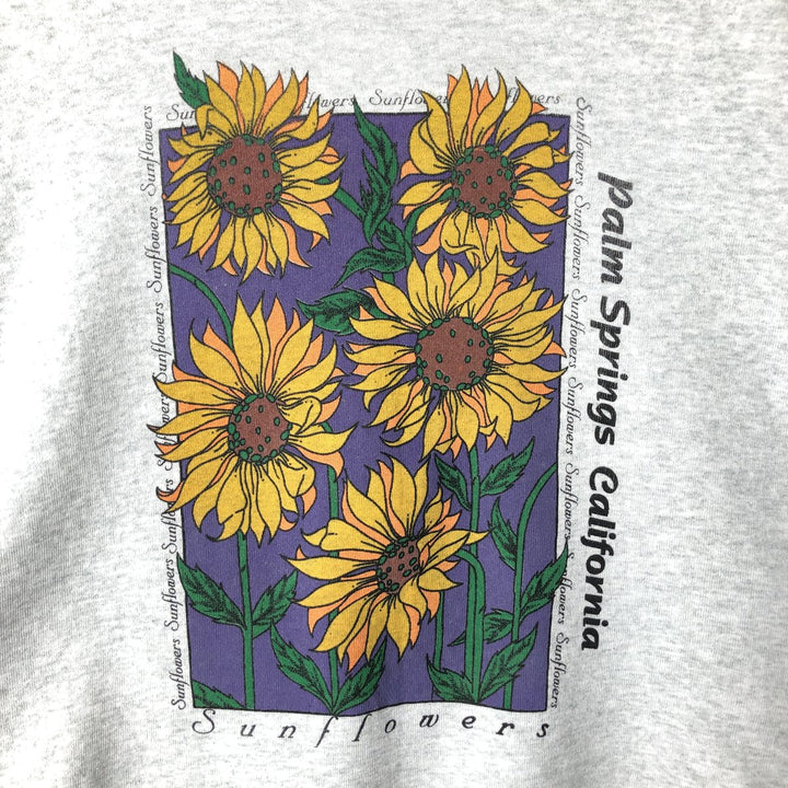 90'S BLD PREMIUM SERIES Floral Print Sweatshirt, Made in USA, Men's XL (approx.) Vintage cotton gray type Vintage Second Hand