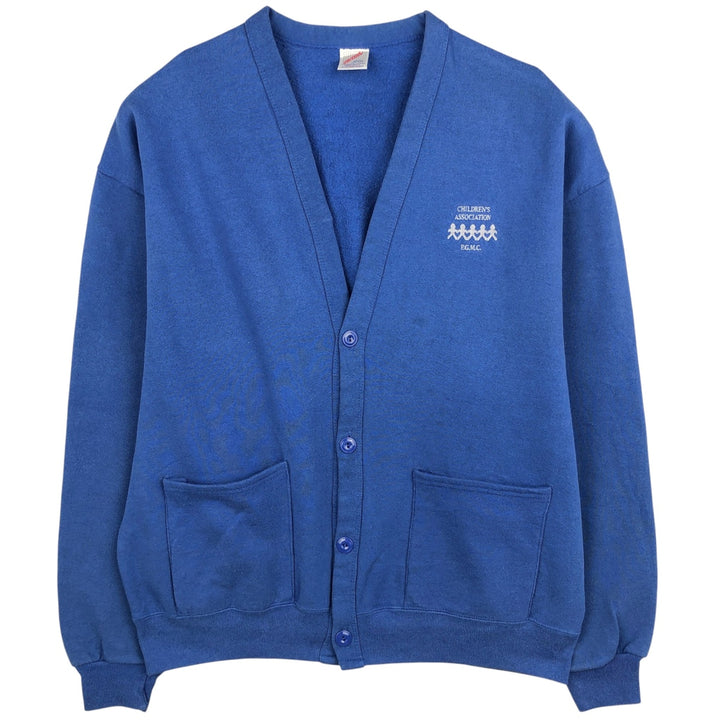90'S Jerzees Cardigan, Made in USA, Men's XL equivalent, Vintage cotton blue type Vintage Second Hand
