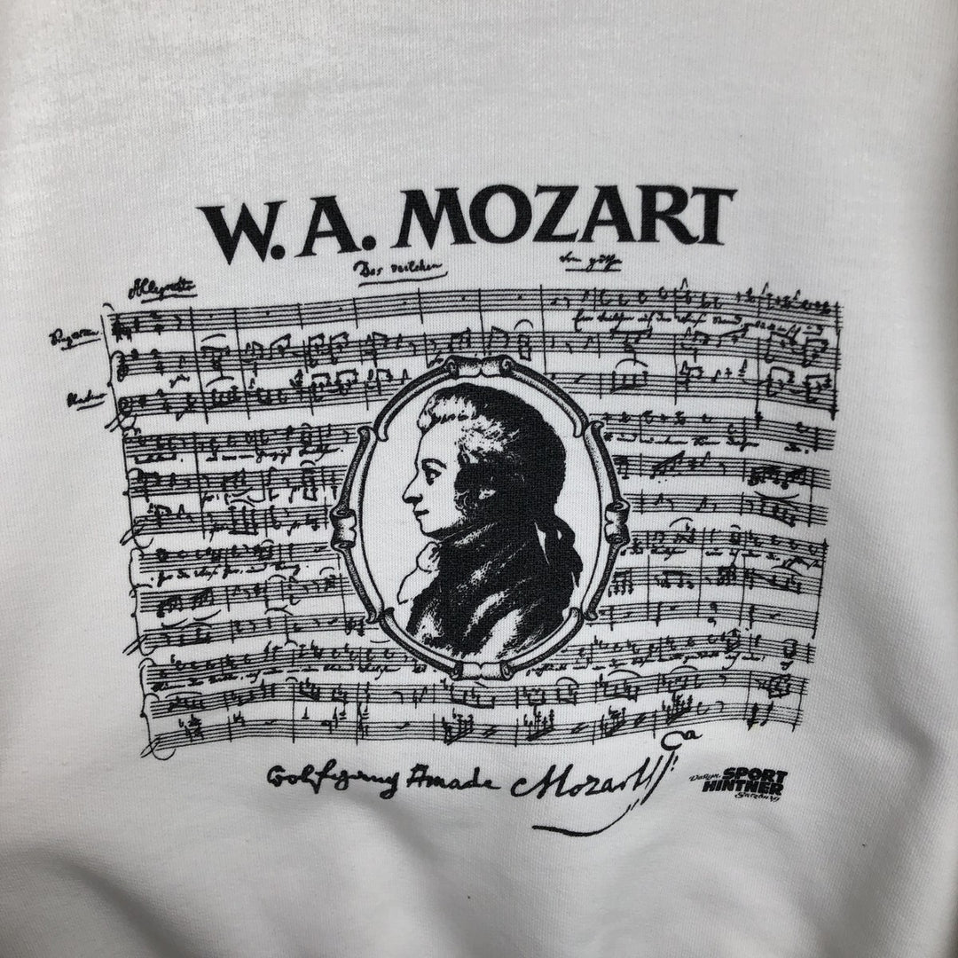 Wolfgang Amadeus Mozart Print Sweatshirt (Men's Size L) unclear white type Vintage Second Hand