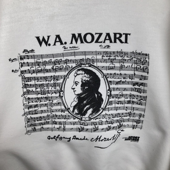 Wolfgang Amadeus Mozart Print Sweatshirt (Men's Size L) unclear white type Vintage Second Hand