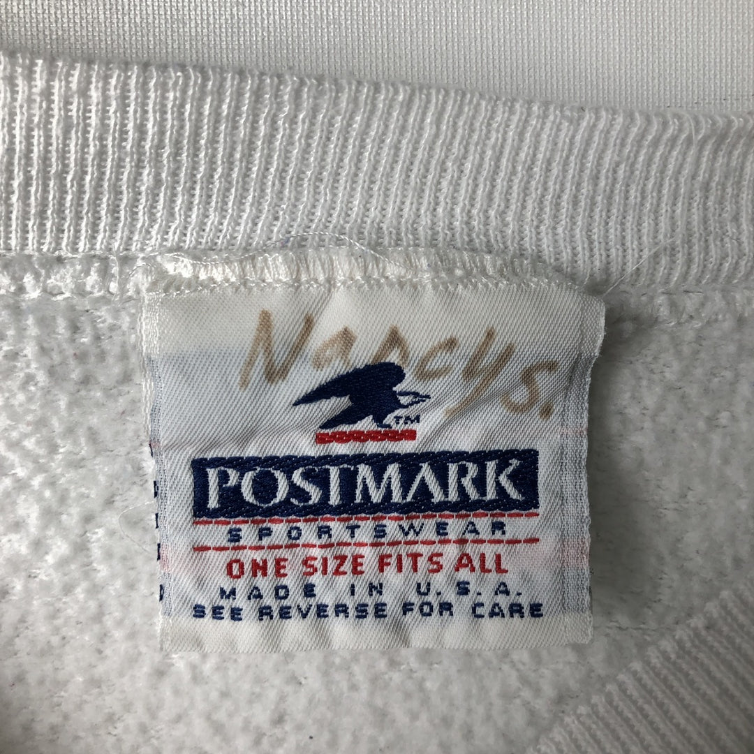 90'S Postmark print sweatshirt, made in USA, men's size L equivalent, vintage. cotton white type Vintage Second Hand