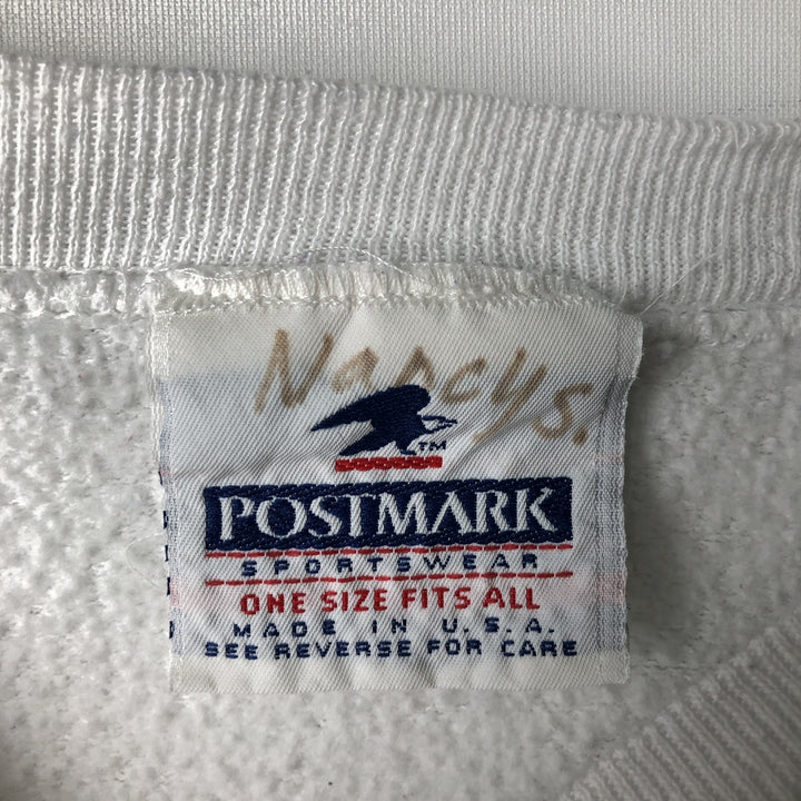 90'S Postmark print sweatshirt, made in USA, men's size L equivalent, vintage. cotton white type Vintage Second Hand
