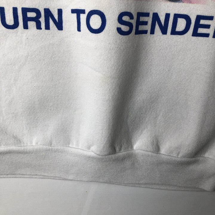 90'S Postmark print sweatshirt, made in USA, men's size L equivalent, vintage. cotton white type Vintage Second Hand