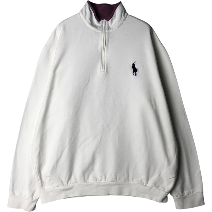 Ralph Lauren POLO GOLF Half-Zip Sweatshirt, Men's XL cotton white type Vintage Second Hand