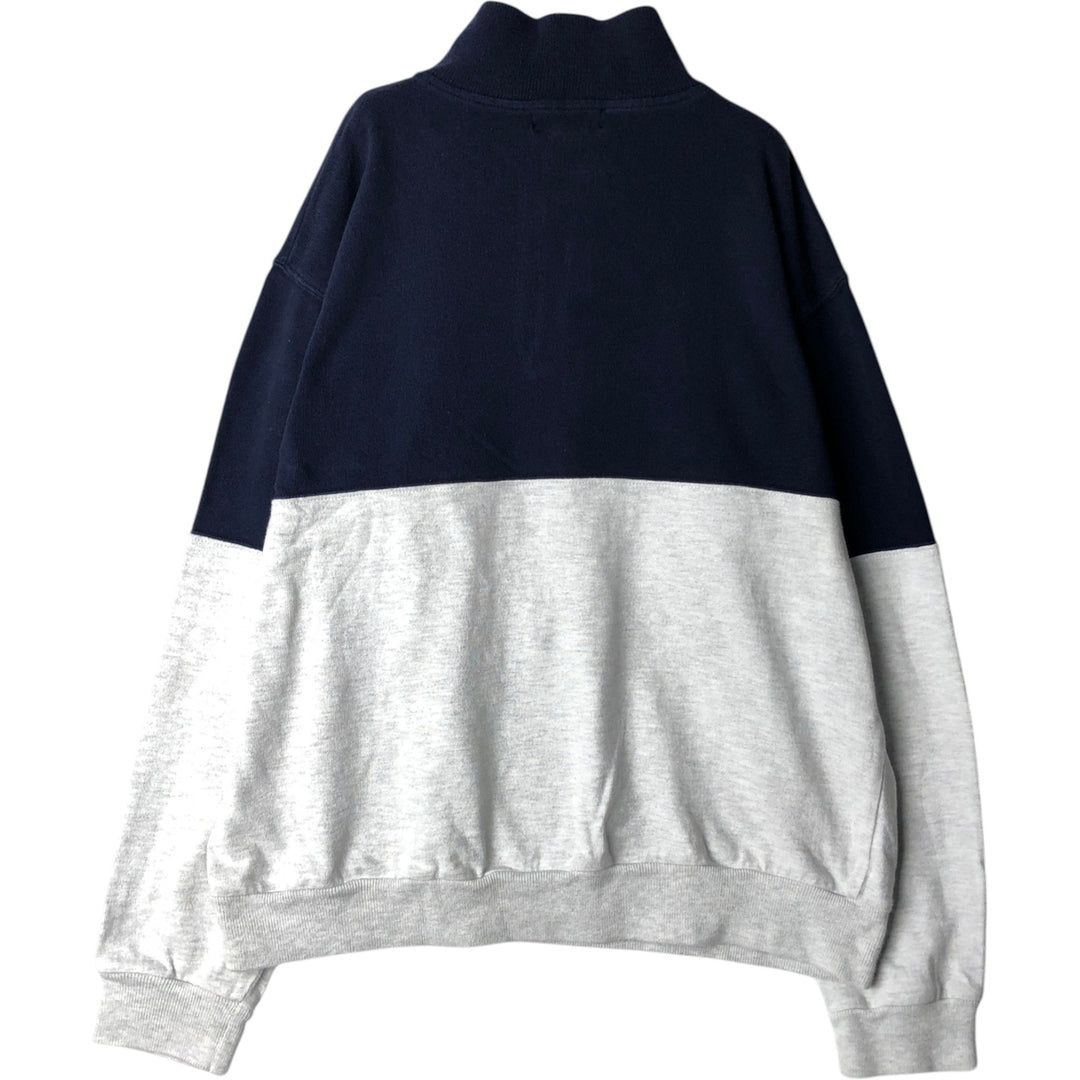 70s-80'S LL Bean Half-Zip Sweatshirt, Made in USA, Men's Size L (Equivalent), Vintage cotton navy blue type Vintage Second Hand