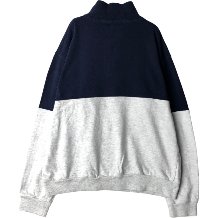 70s-80'S LL Bean Half-Zip Sweatshirt, Made in USA, Men's Size L (Equivalent), Vintage cotton navy blue type Vintage Second Hand