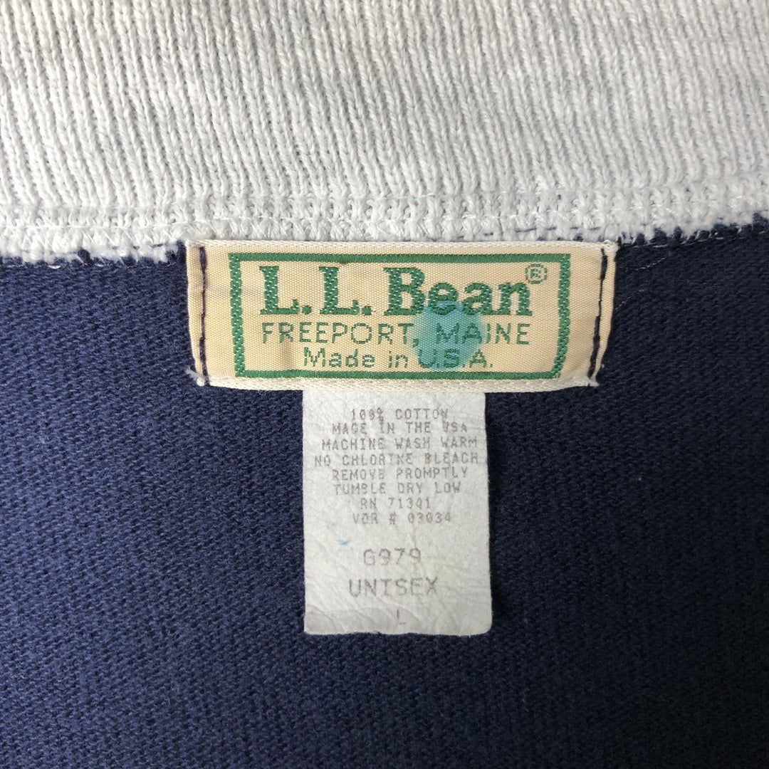 70s-80'S LL Bean Half-Zip Sweatshirt, Made in USA, Men's Size L (Equivalent), Vintage cotton navy blue type Vintage Second Hand