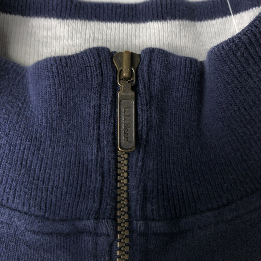 70s-80'S LL Bean Half-Zip Sweatshirt, Made in USA, Men's Size L (Equivalent), Vintage cotton navy blue type Vintage Second Hand