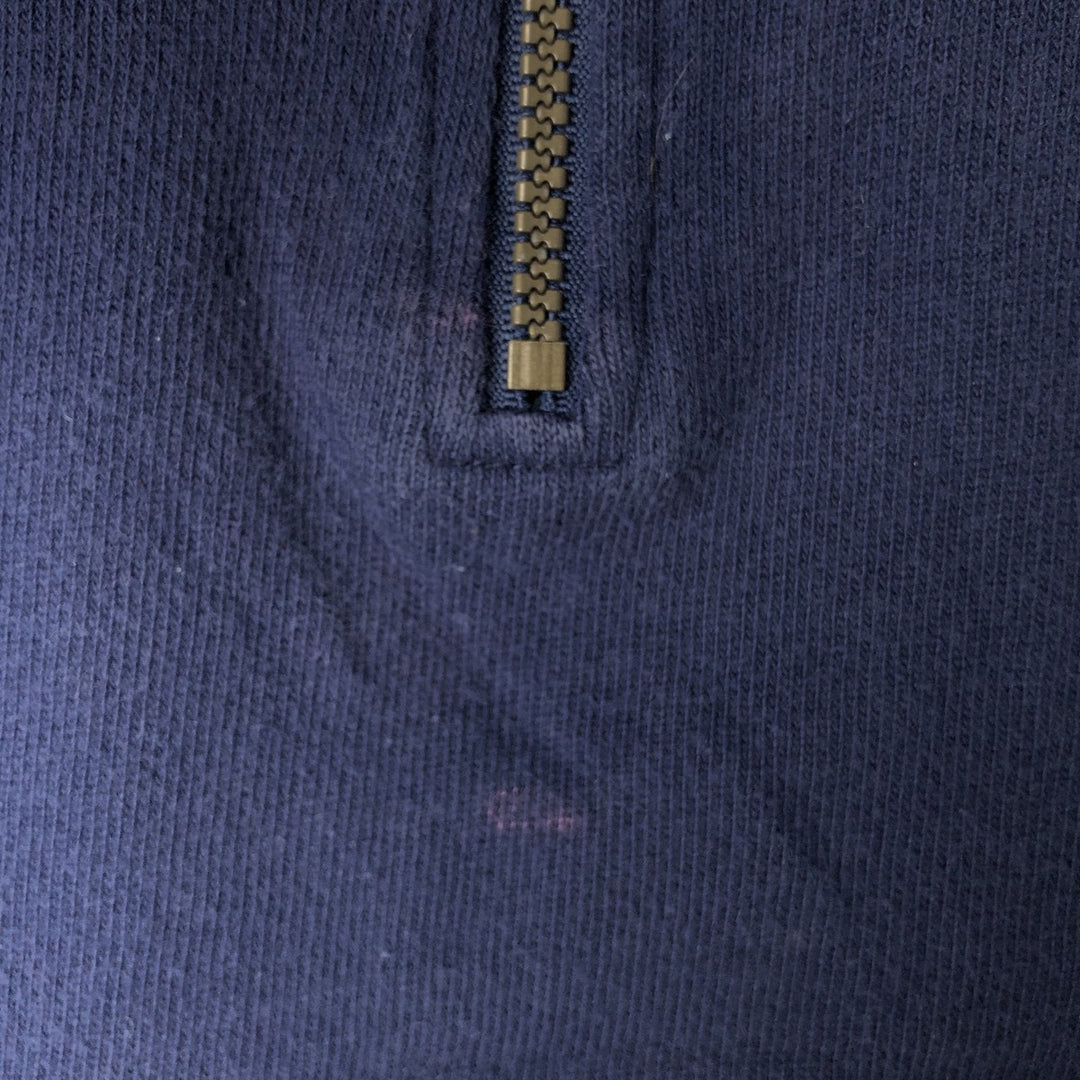 70s-80'S LL Bean Half-Zip Sweatshirt, Made in USA, Men's Size L (Equivalent), Vintage cotton navy blue type Vintage Second Hand