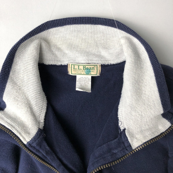 70s-80'S LL Bean Half-Zip Sweatshirt, Made in USA, Men's Size L (Equivalent), Vintage cotton navy blue type Vintage Second Hand