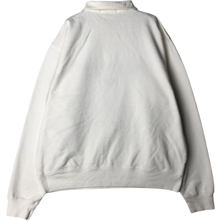 90'S Ralph Lauren Polo Sport American flag pattern collared half-zip sweatshirt, men's size M (approx.) cotton white type Vintage Second Hand
