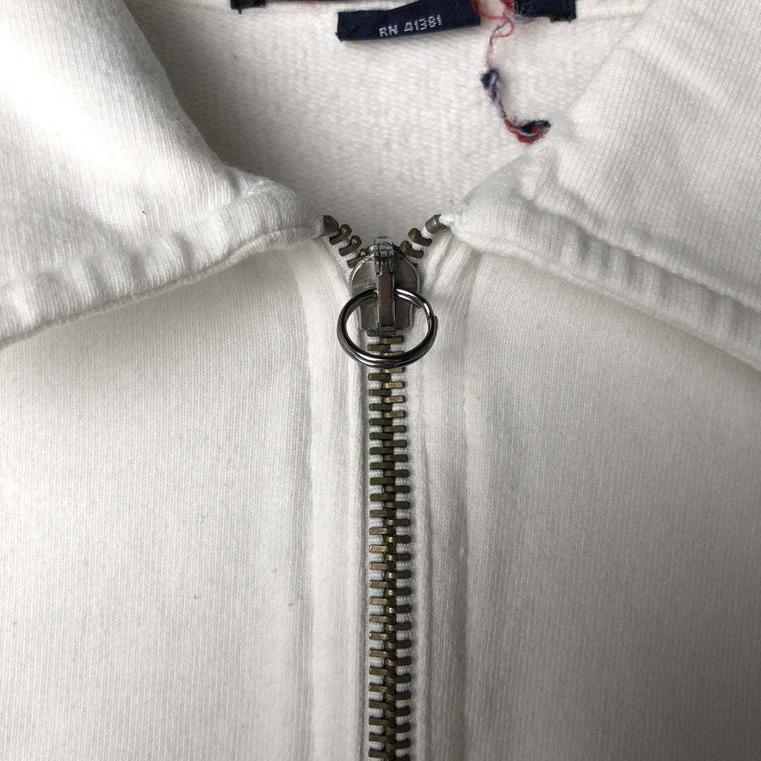90'S Ralph Lauren Polo Sport American flag pattern collared half-zip sweatshirt, men's size M (approx.) cotton white type Vintage Second Hand