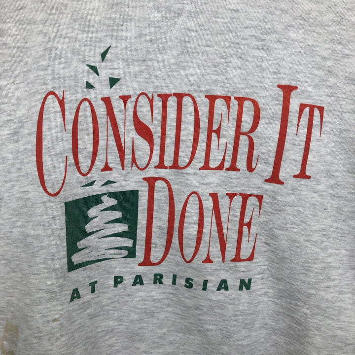 90'S Russell Advertising Sweatshirt, Made in USA, Men's XL equivalent, Vintage cotton gray type Vintage Second Hand