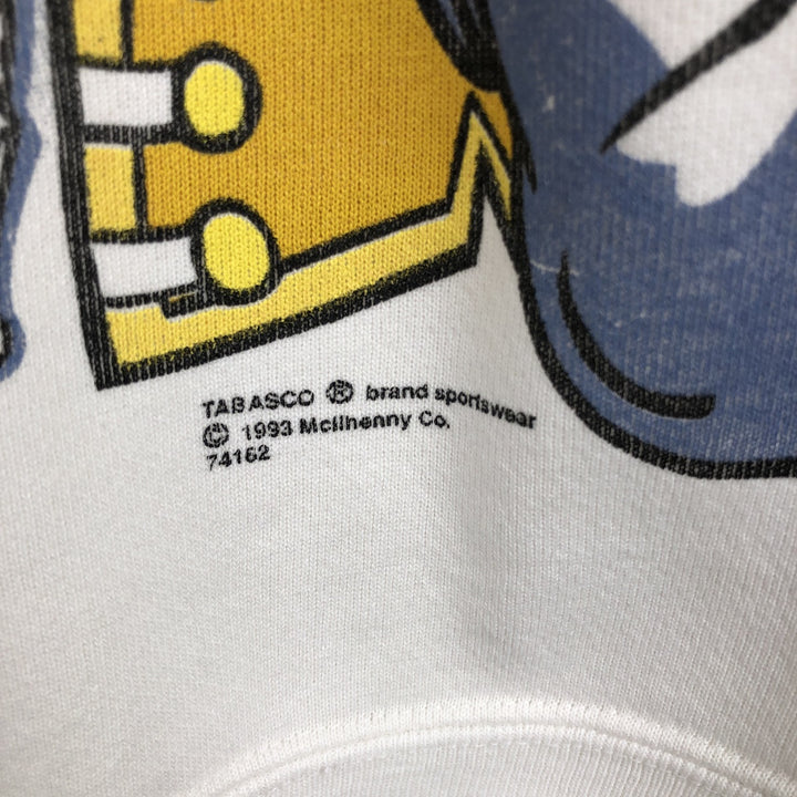 90'S TABASCO Advertising Sweatshirt, Men's Size L (approx.), Vintage unclear white type Vintage Second Hand