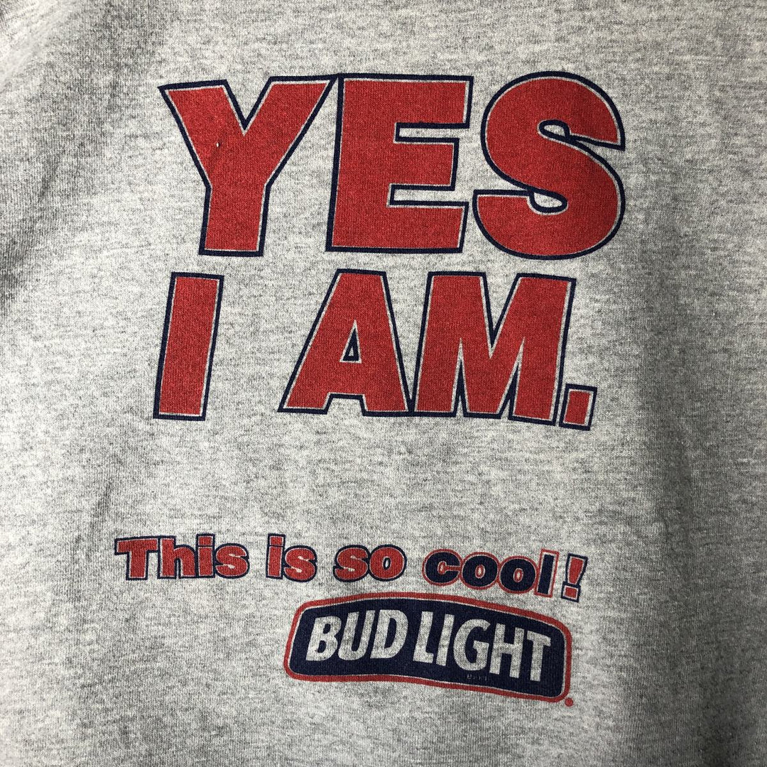 Tultex Bud Light Advertising Sweatshirt, Made in USA, Men's XL equivalent, Vintage. cotton gray type Vintage Second Hand