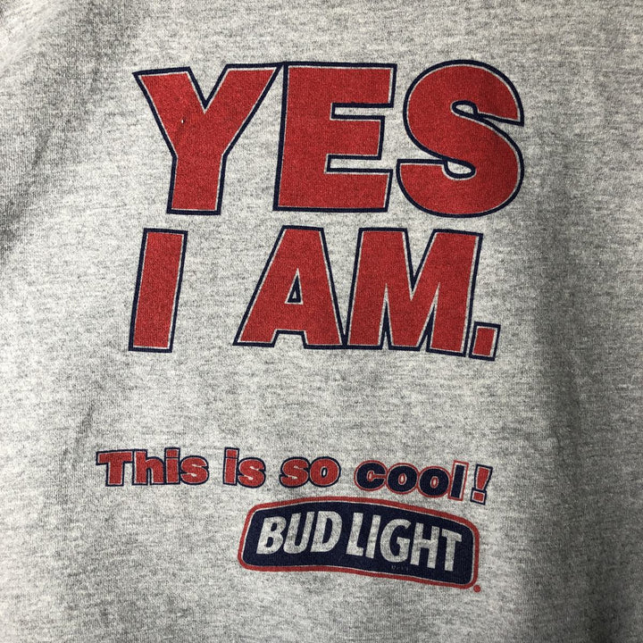 Tultex Bud Light Advertising Sweatshirt, Made in USA, Men's XL equivalent, Vintage. cotton gray type Vintage Second Hand