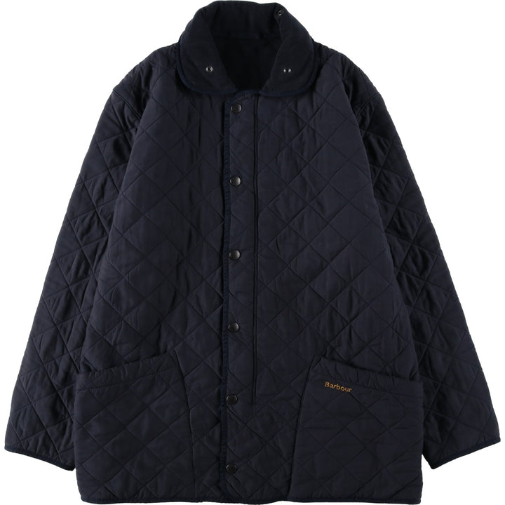 2000'S Barbour Microfibre Polarquilt Long 3-Warrant Quilted Puffer Jacket, Men's Size XL (approx.) polyester navy blue type Vintage Second Hand