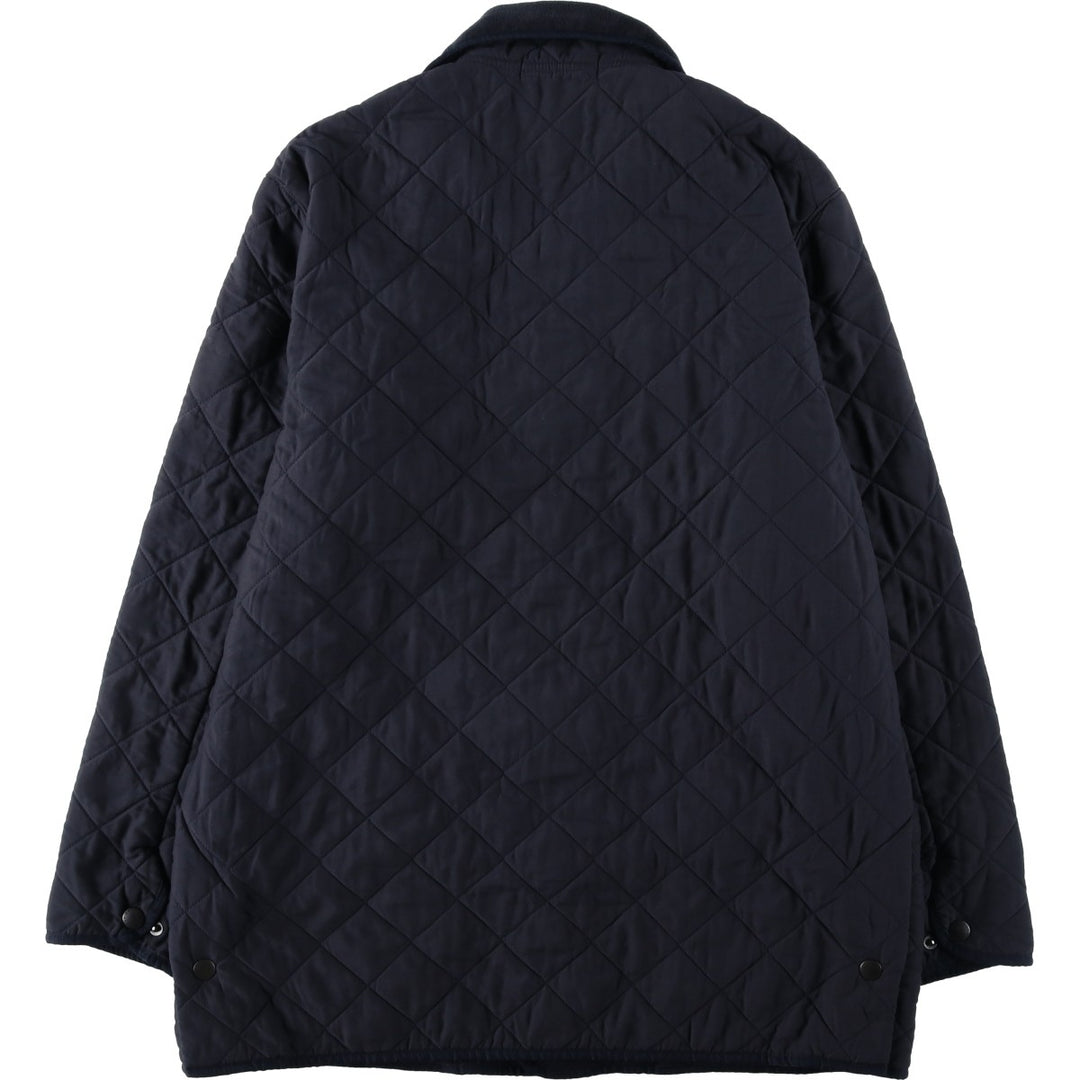2000'S Barbour Microfibre Polarquilt Long 3-Warrant Quilted Puffer Jacket, Men's Size XL (approx.) polyester navy blue type Vintage Second Hand