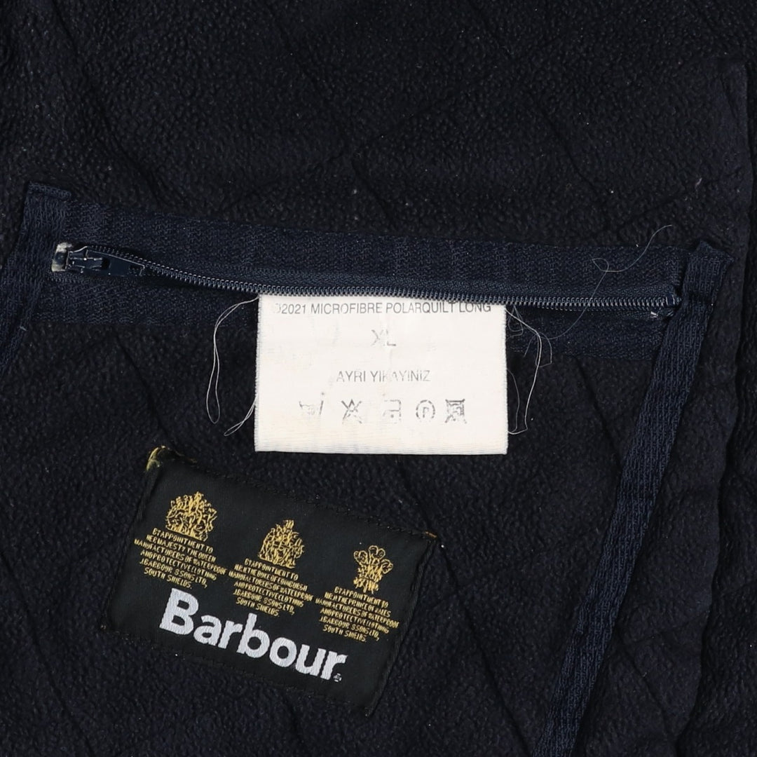 2000'S Barbour Microfibre Polarquilt Long 3-Warrant Quilted Puffer Jacket, Men's Size XL (approx.) polyester navy blue type Vintage Second Hand