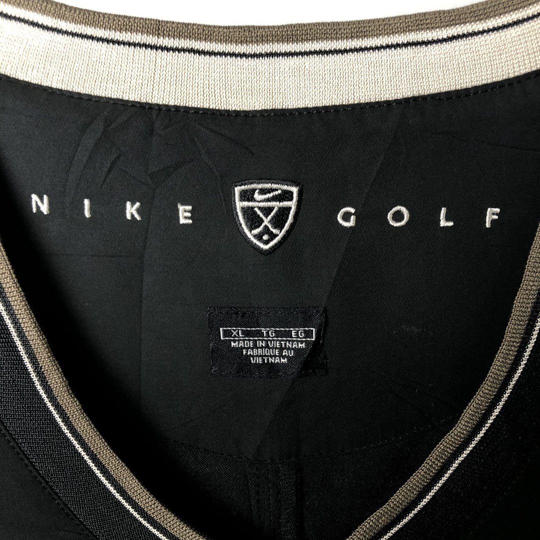 Nike Golf V-Neck Warm-Up Pullover, Men's XL polyester black type Vintage Second Hand