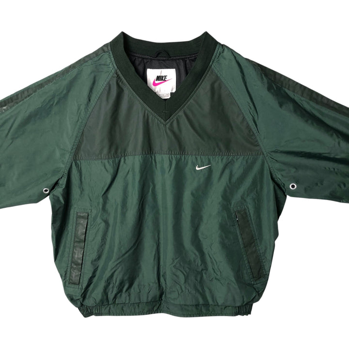 90'S Nike V-neck nylon pullover, men's size M, vintage Nylon Green type dark green Vintage Second Hand