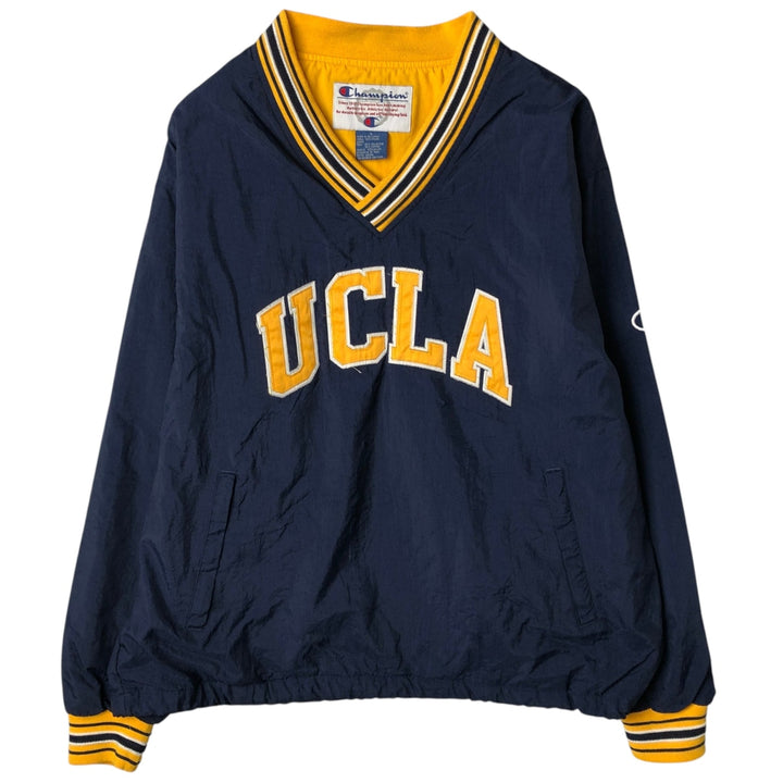 90'S Champion University of California, Los Angeles V-neck College Nylon Pullover, Men's Size L (approx.) Nylon navy blue type Vintage Second Hand