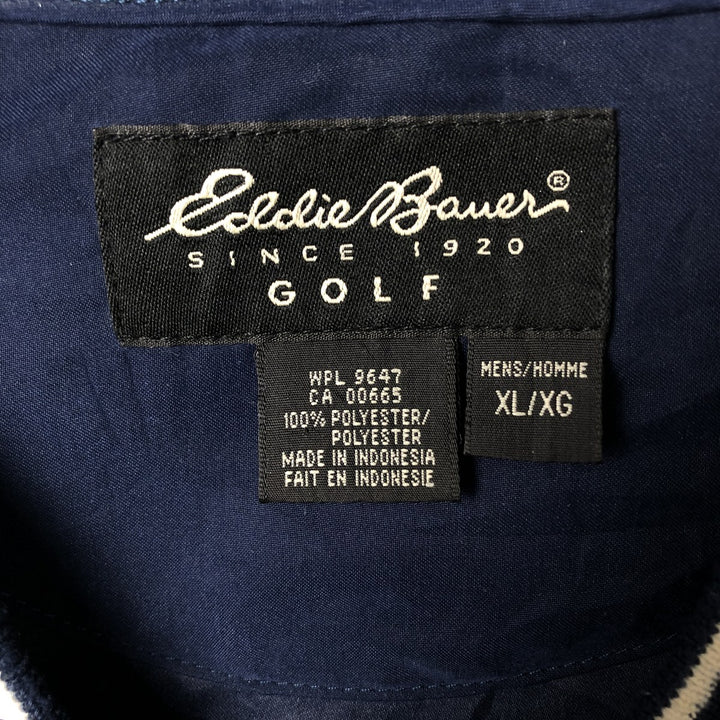 Eddie Bauer GOLF V-neck Warm-up Pullover, Men's XL equivalent. polyester navy blue type Vintage Second Hand