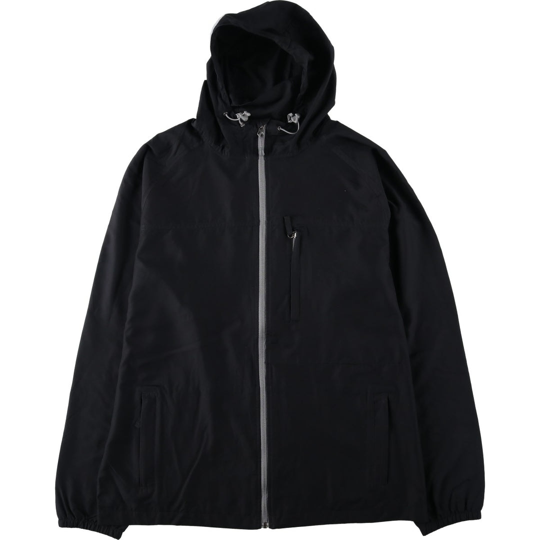 Lands' End Hooded Windbreaker, Men's Size L (approx.) polyester black type Vintage Second Hand