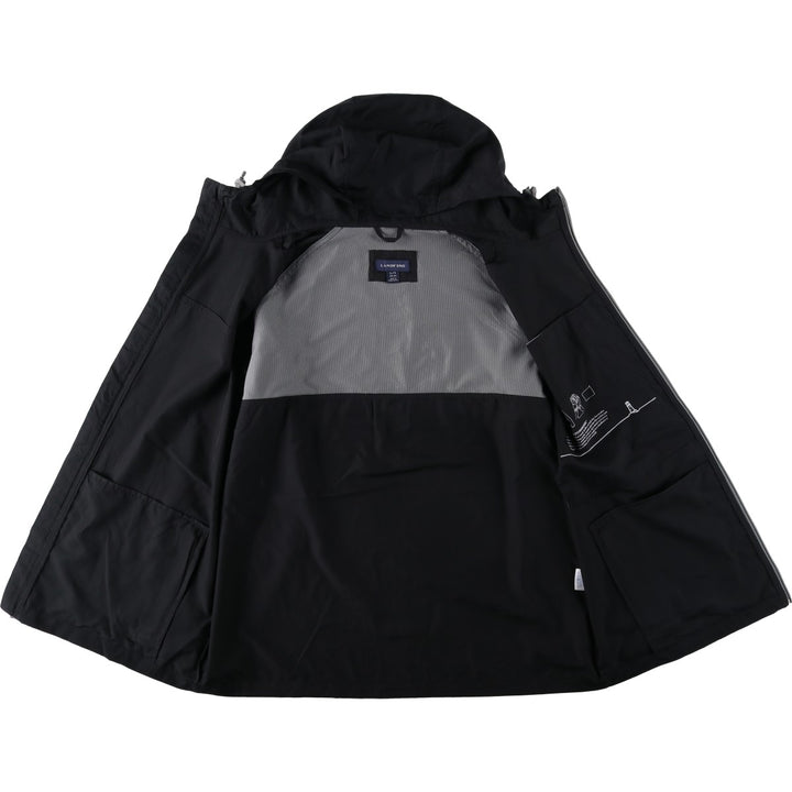 Lands' End Hooded Windbreaker, Men's Size L (approx.) polyester black type Vintage Second Hand