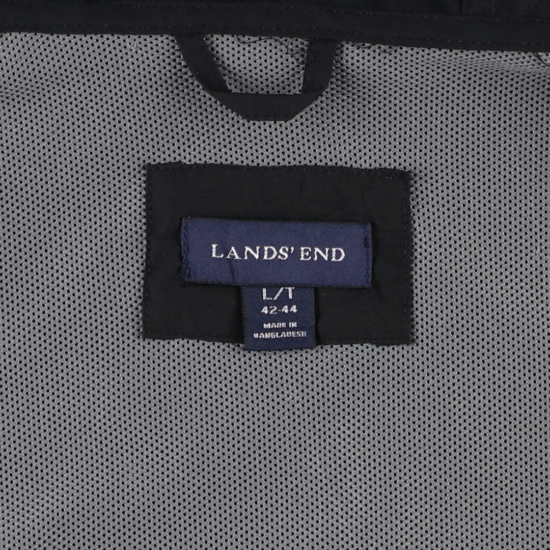 Lands' End Hooded Windbreaker, Men's Size L (approx.) polyester black type Vintage Second Hand