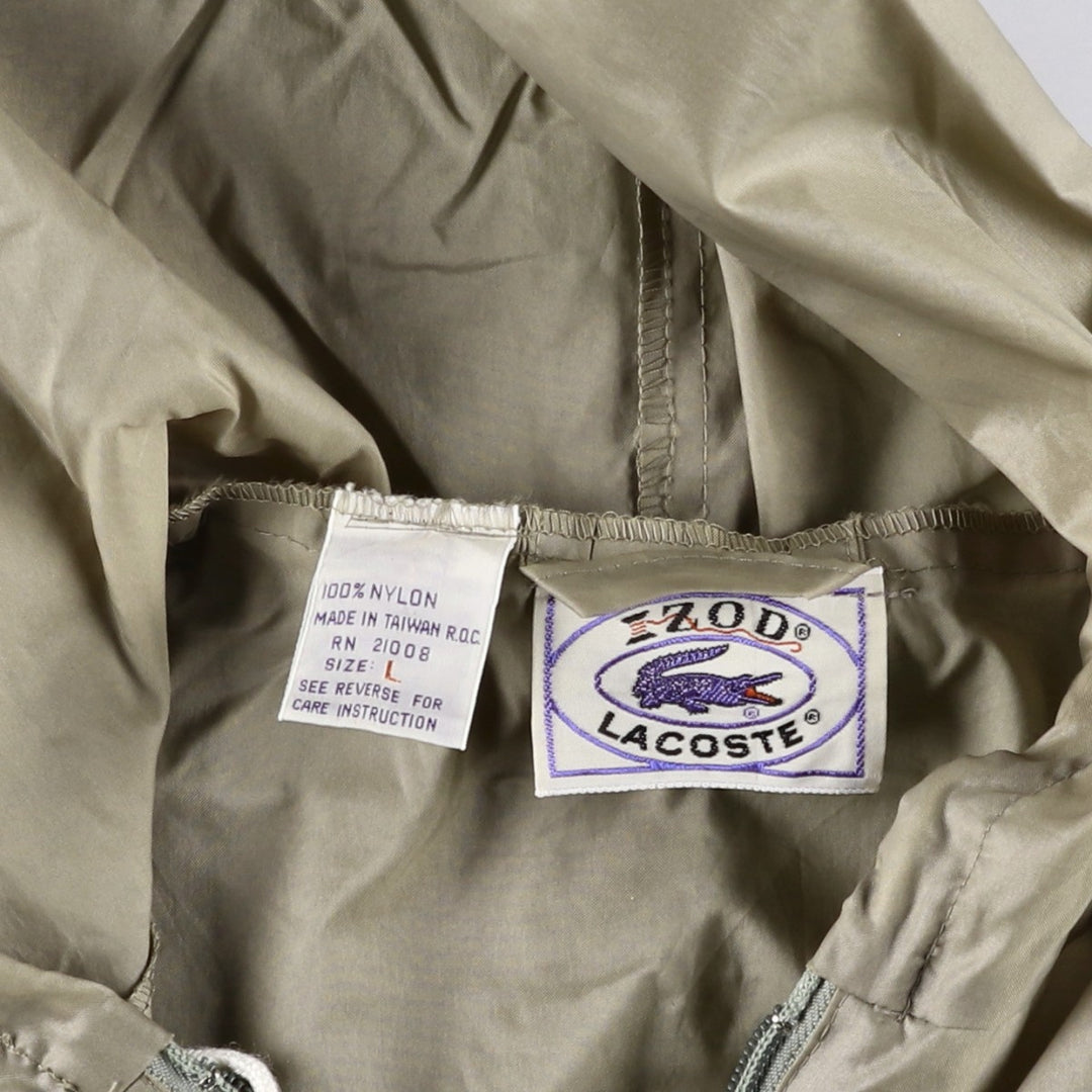 Vintage 70s-80'S Lacoste Izod Anorak Parka, Men's Size L Nylon beige type brown Vintage Second Hand