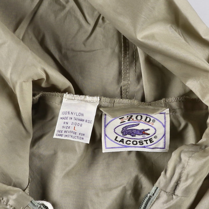 Vintage 70s-80'S Lacoste Izod Anorak Parka, Men's Size L Nylon beige type brown Vintage Second Hand