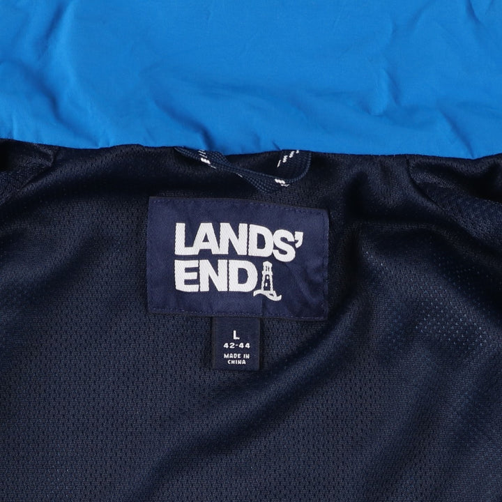 Lands' End Nylon Jacket, Men's Size L (approx.) Nylon Blue type light blue Vintage Second Hand