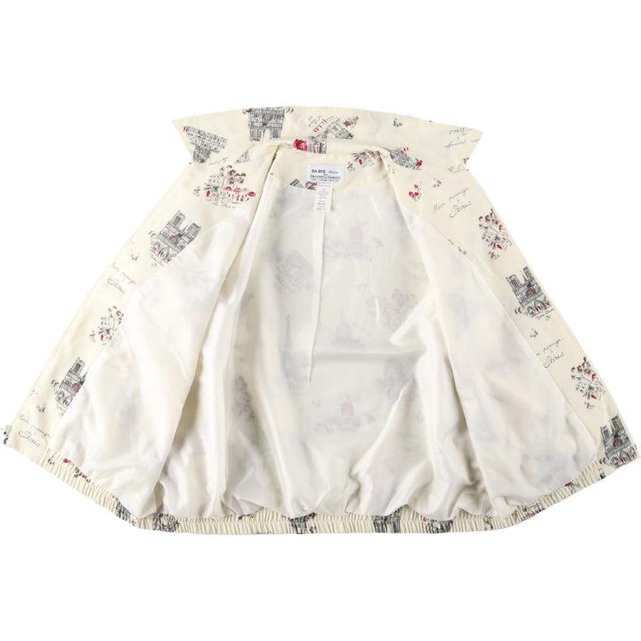 DA-RUE petite all-over print collared zip-up jacket, made in the USA, women's size XXL equivalent. polyester ivory Vintage Second Hand