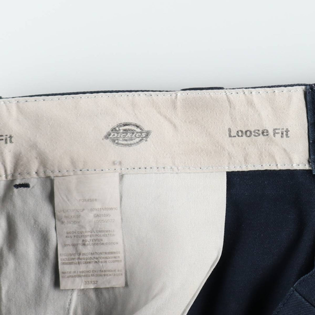 Dickies Loose Fit Double Knee Work Pants Men's W34 polyester navy blue type Vintage Second Hand