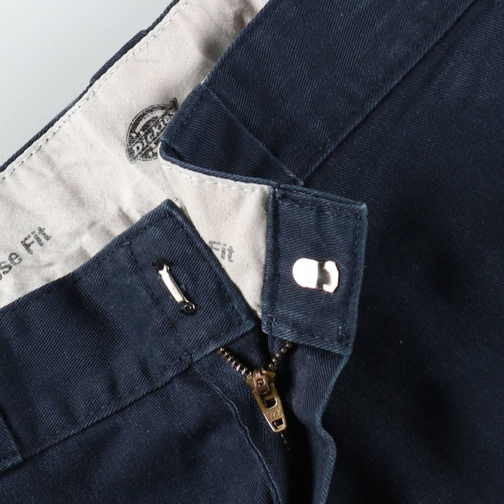 Dickies Loose Fit Double Knee Work Pants Men's W34 polyester navy blue type Vintage Second Hand