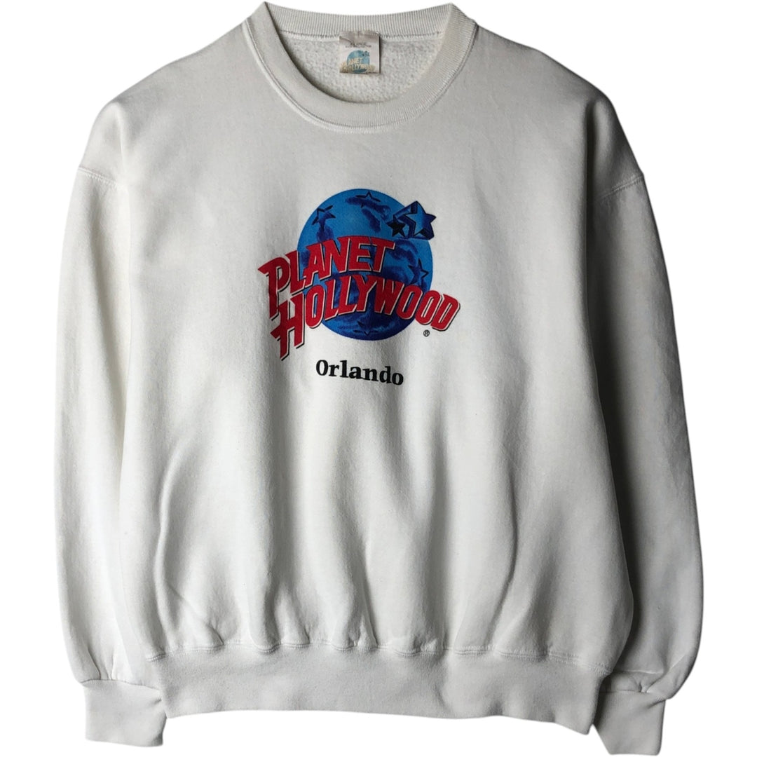 90'S Planet Hollywood Advertising Sweatshirt, Made in USA, Men's XL equivalent, Vintage cotton white type Vintage Second Hand