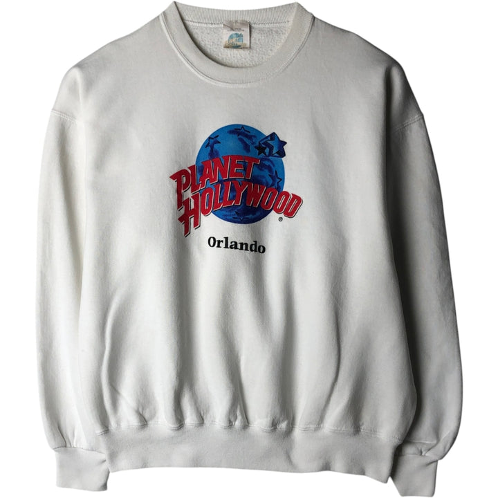 90'S Planet Hollywood Advertising Sweatshirt, Made in USA, Men's XL equivalent, Vintage cotton white type Vintage Second Hand