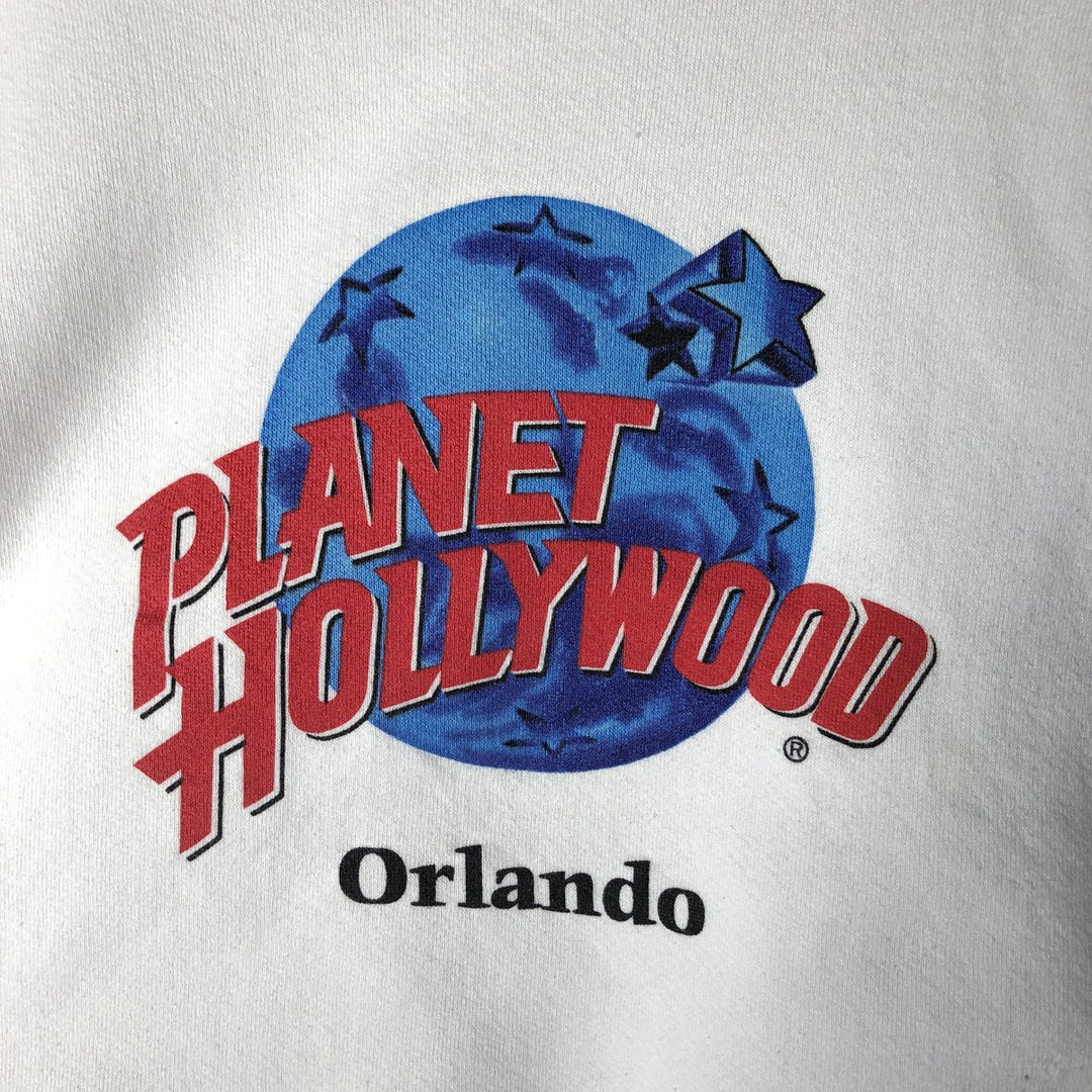 90'S Planet Hollywood Advertising Sweatshirt, Made in USA, Men's XL equivalent, Vintage cotton white type Vintage Second Hand