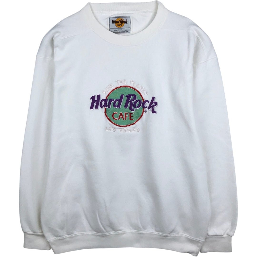 HARD ROCK CAFE Advertising Sweatshirt, Made in USA, Men's Size L cotton white type Vintage Second Hand